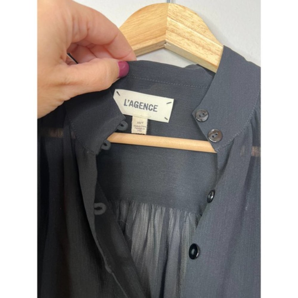 L'Agence Balloon Long Sleeved Sheer Blouse Women's Black Size: XS NWOT - Picture 4 of 7